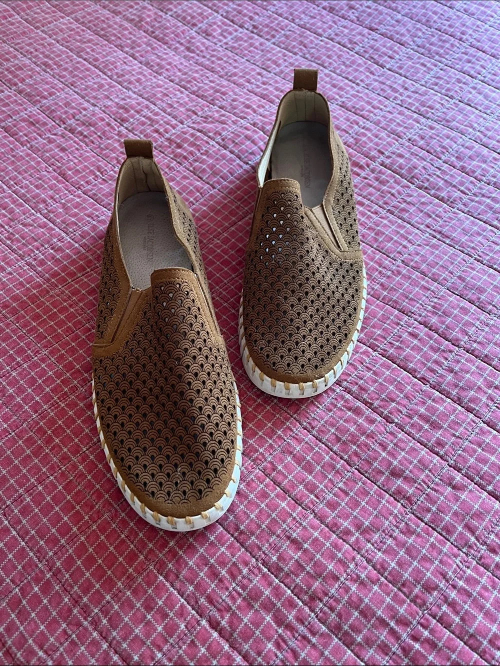 Men's Breathable Perforated Slip-On Loafers in Brown